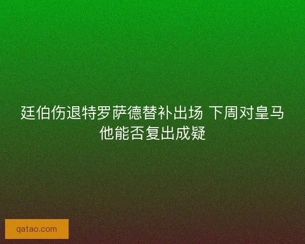 廷伯伤退特罗萨德替补出场 下周对皇马他能否复出成疑